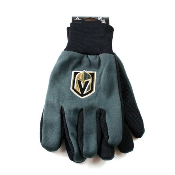 Las Vegas Golden Knights Gloves Stanley Cup Utility Work Garden Rubber Grip Palm - Picture 1 of 2